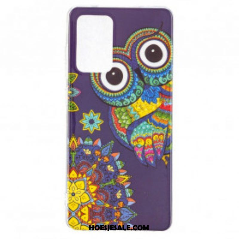 Hoesje voor Samsung Galaxy A52 4G / A52 5G / A52s 5G Fluorescerende Uil Mandala