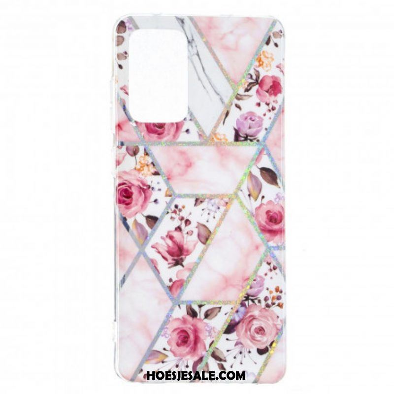 Hoesje voor Samsung Galaxy A52 4G / A52 5G / A52s 5G Gemarmerde Bloemen