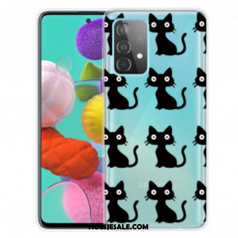 Hoesje voor Samsung Galaxy A52 4G / A52 5G / A52s 5G Meerdere Zwarte Katten