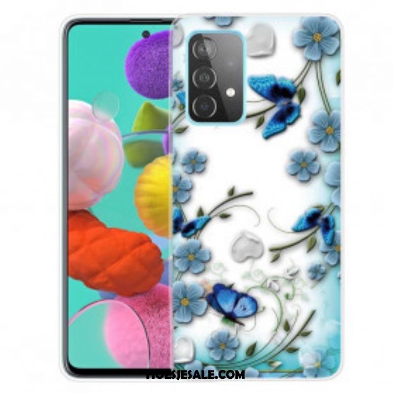 Hoesje voor Samsung Galaxy A52 4G / A52 5G / A52s 5G Retro Vlinders En Bloemen