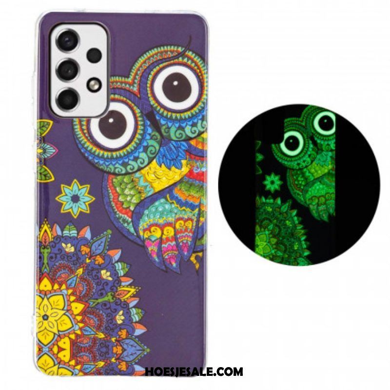 Hoesje voor Samsung Galaxy A53 5G Fluorescerende Uil Mandala