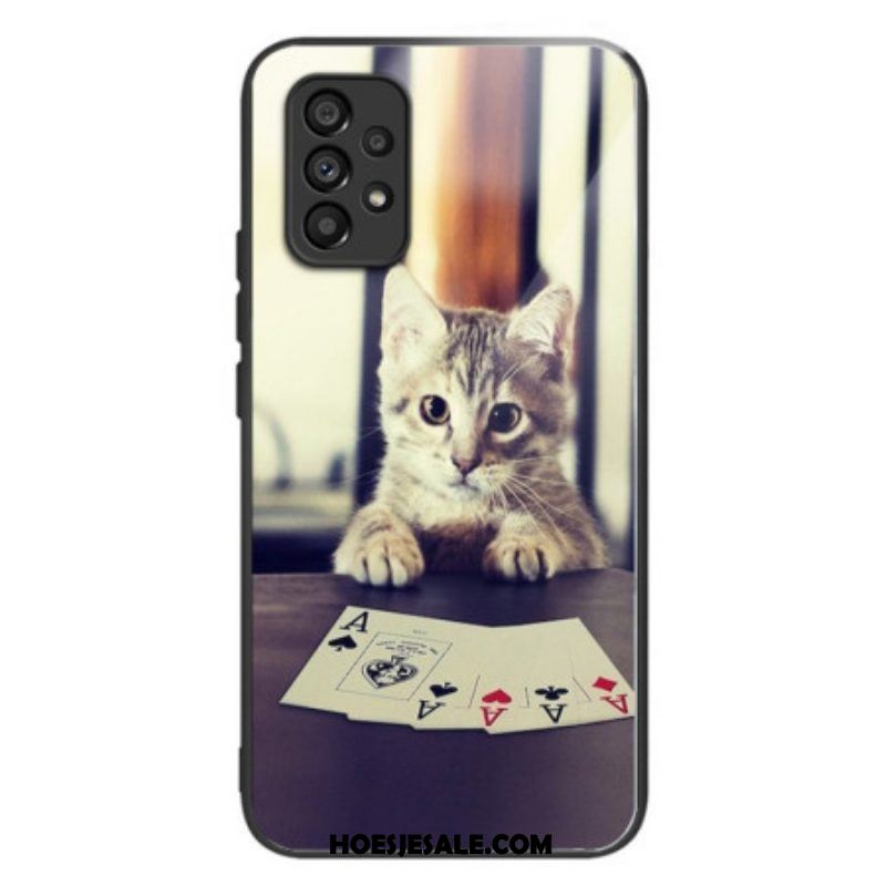 Hoesje voor Samsung Galaxy A53 5G Pokerkat Van Gehard Glas