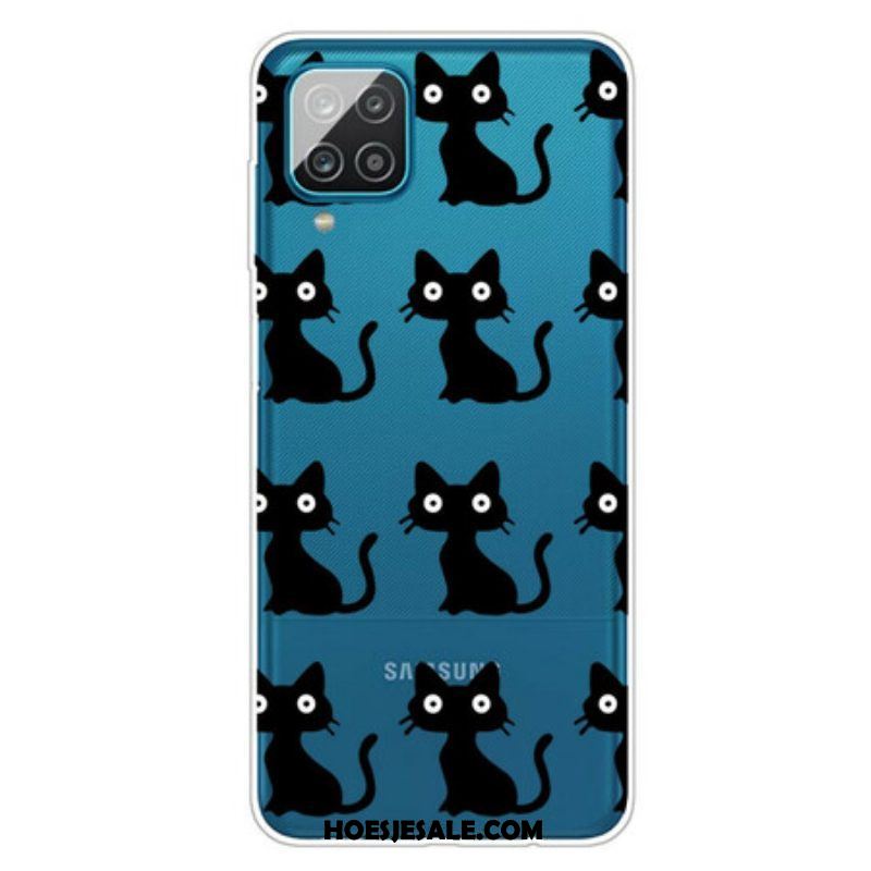 Hoesje voor Samsung Galaxy M12 / A12 Meerdere Zwarte Katten