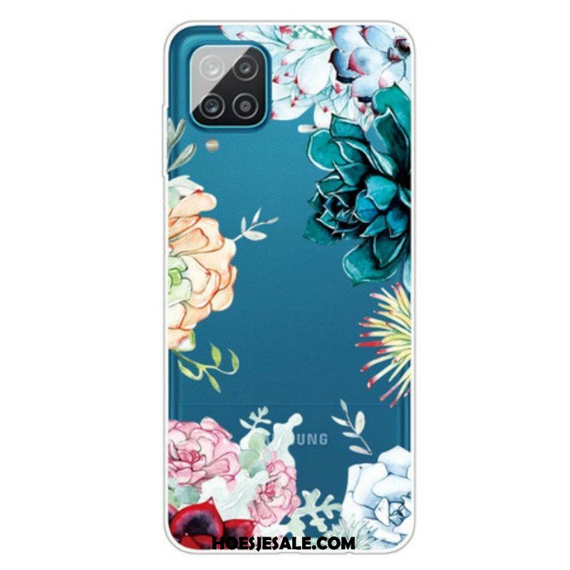 Hoesje voor Samsung Galaxy M12 / A12 Naadloze Aquarel Bloemen