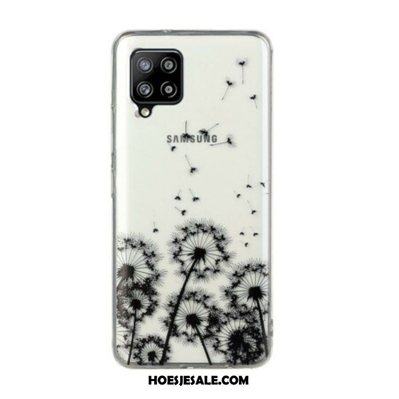 Hoesje voor Samsung Galaxy M12 / A12 Naadloze Zwarte Paardebloemen