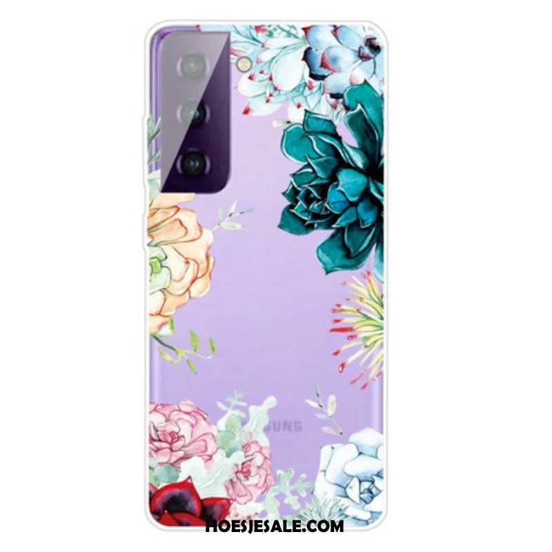 Hoesje voor Samsung Galaxy S21 5G Aquarel Bloemen