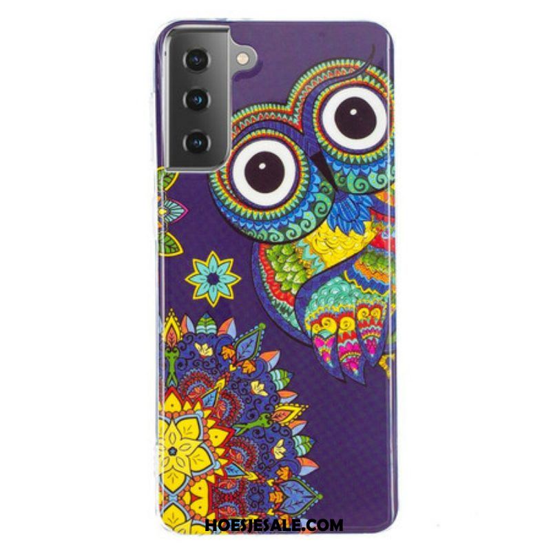 Hoesje voor Samsung Galaxy S21 5G Fluorescerende Uil Mandala