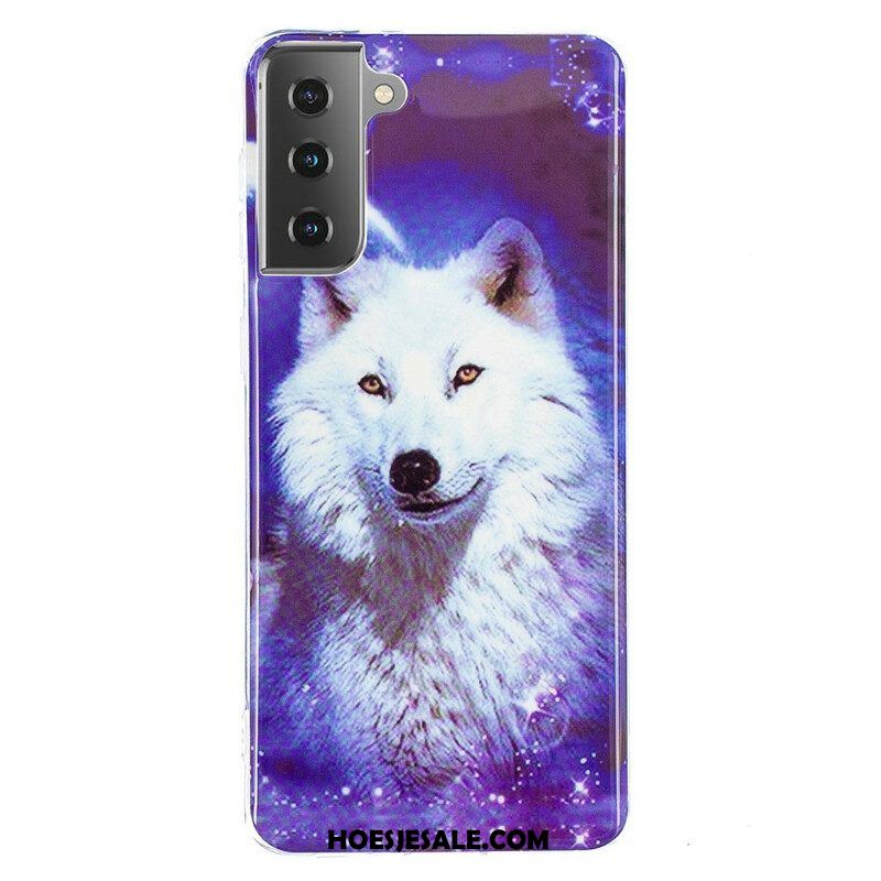 Hoesje voor Samsung Galaxy S21 5G Fluorescerende Wolf-serie