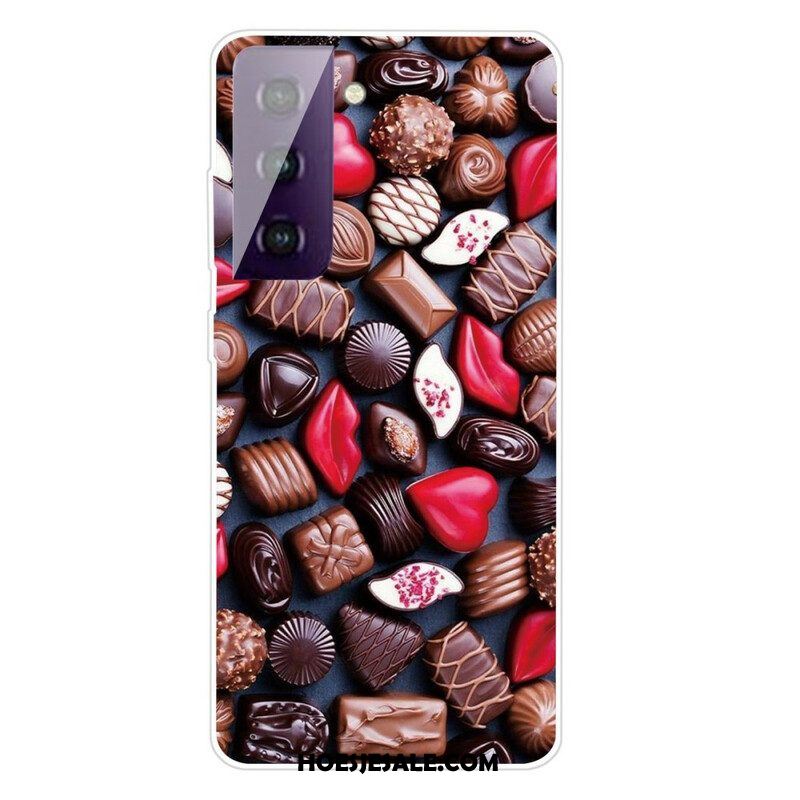 Hoesje voor Samsung Galaxy S21 FE Flexibele Chocolade