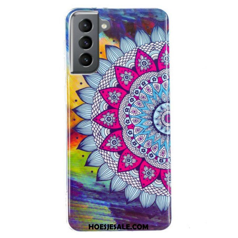 Hoesje voor Samsung Galaxy S21 FE Fluorescerende Kleurrijke Mandala