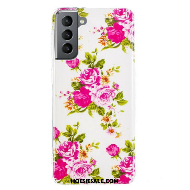 Hoesje voor Samsung Galaxy S21 FE Fluorescerende Vrijheidsbloemen