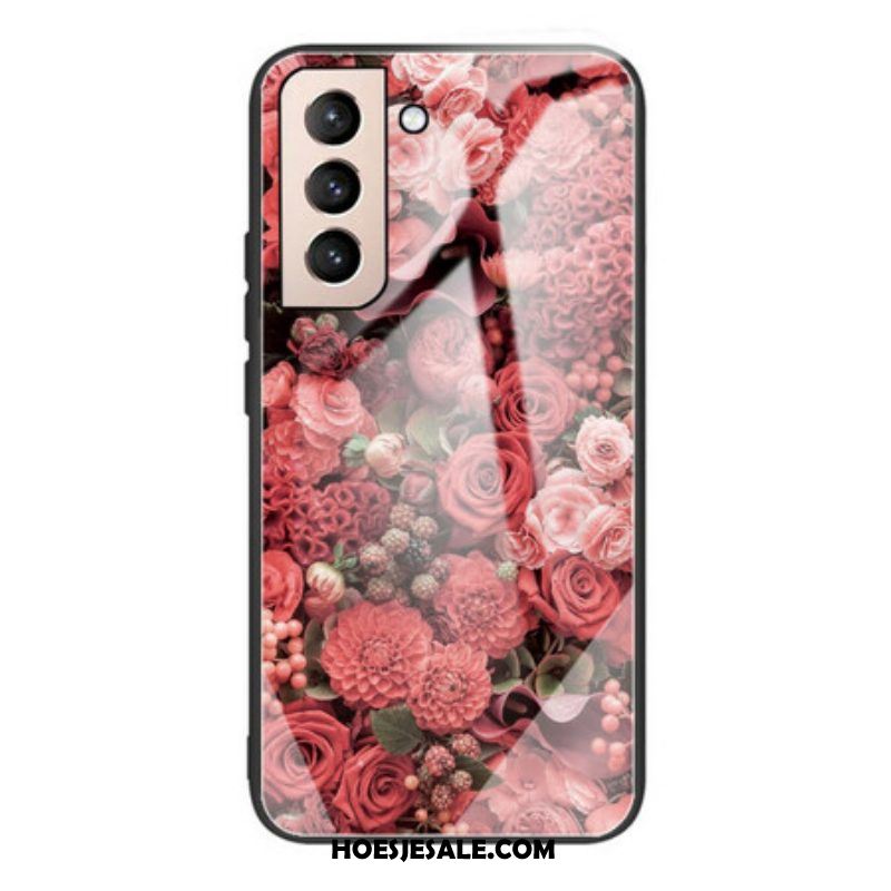 Hoesje voor Samsung Galaxy S21 FE Rose Bloemen Gehard Glas