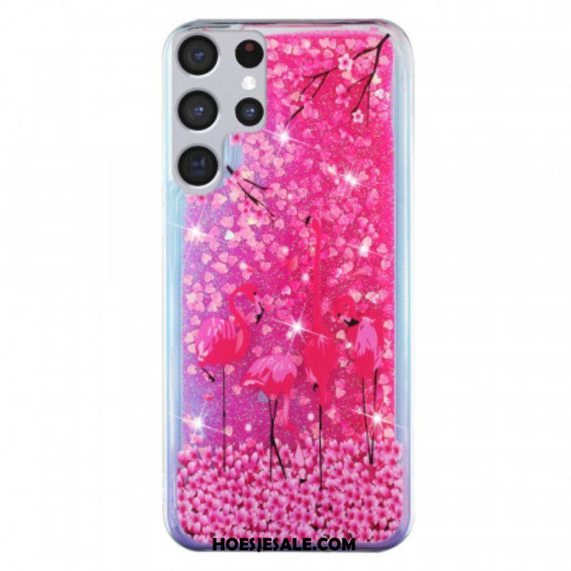 Hoesje voor Samsung Galaxy S21 Ultra 5G Flamingo Pailletten