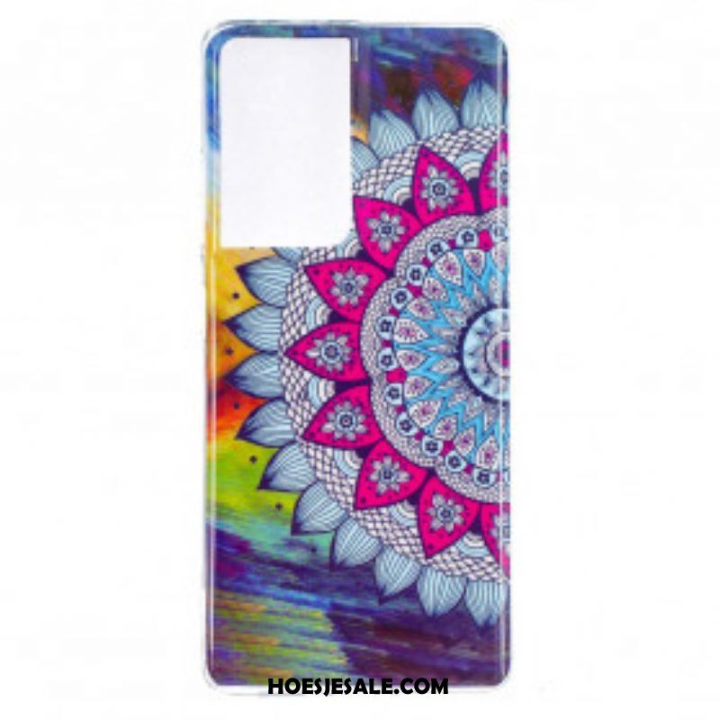 Hoesje voor Samsung Galaxy S21 Ultra 5G Fluorescerende Kleurrijke Mandala