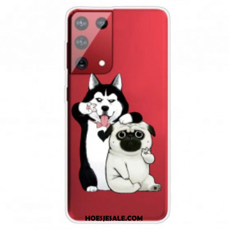 Hoesje voor Samsung Galaxy S21 Ultra 5G Grappige Honden