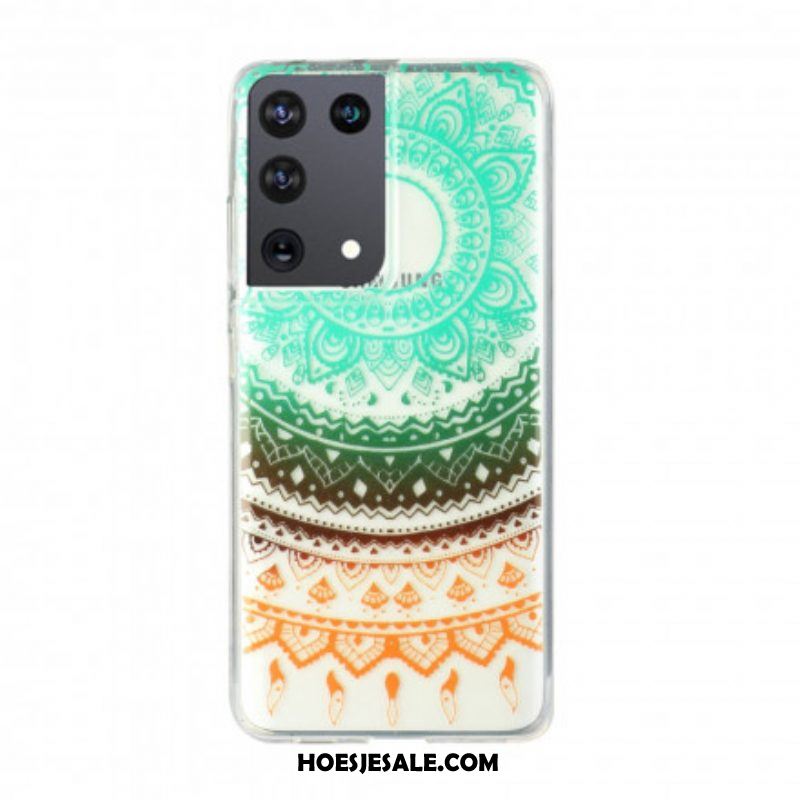 Hoesje voor Samsung Galaxy S21 Ultra 5G Naadloze Bloemmandala