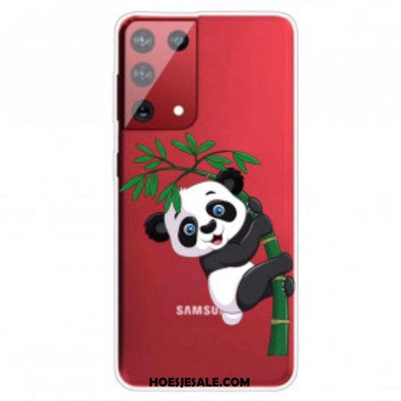 Hoesje voor Samsung Galaxy S21 Ultra 5G Panda Op Bamboe