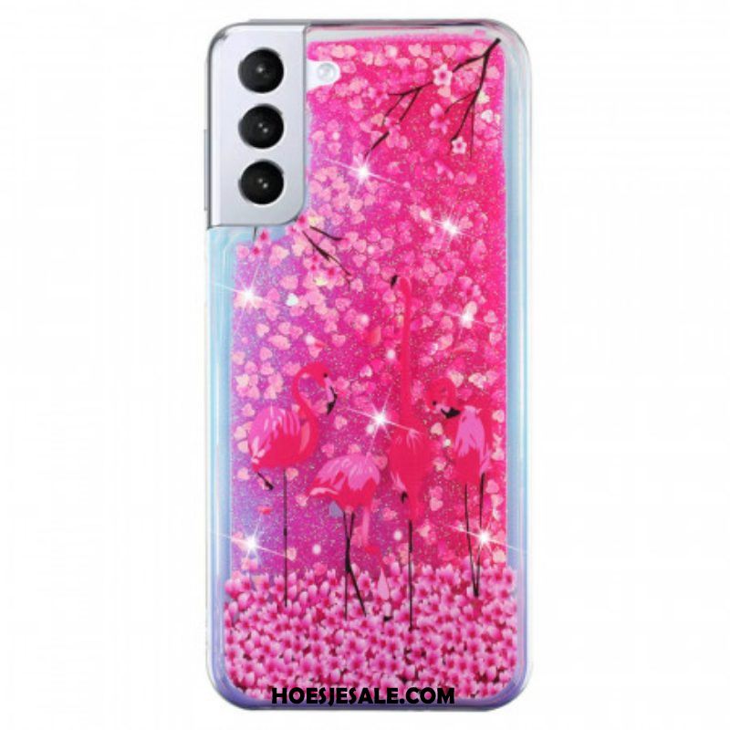 Hoesje voor Samsung Galaxy S22 5G Flamingo Pailletten