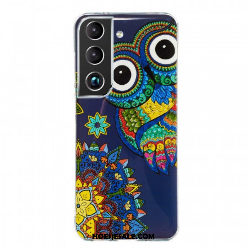 Hoesje voor Samsung Galaxy S22 5G Fluorescerende Uil Mandala