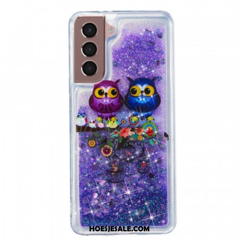 Hoesje voor Samsung Galaxy S22 5G Glitter Uilen