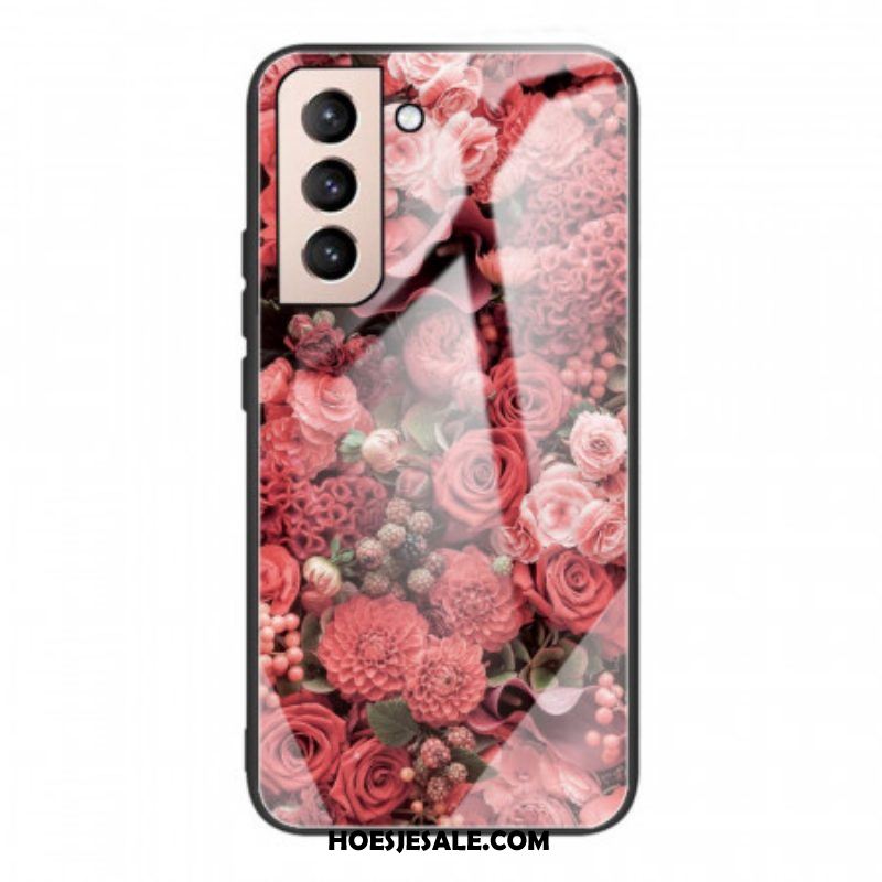 Hoesje voor Samsung Galaxy S22 5G Rose Bloemen Gehard Glas