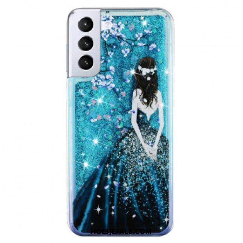 Hoesje voor Samsung Galaxy S22 5G Vrouw Pailletten