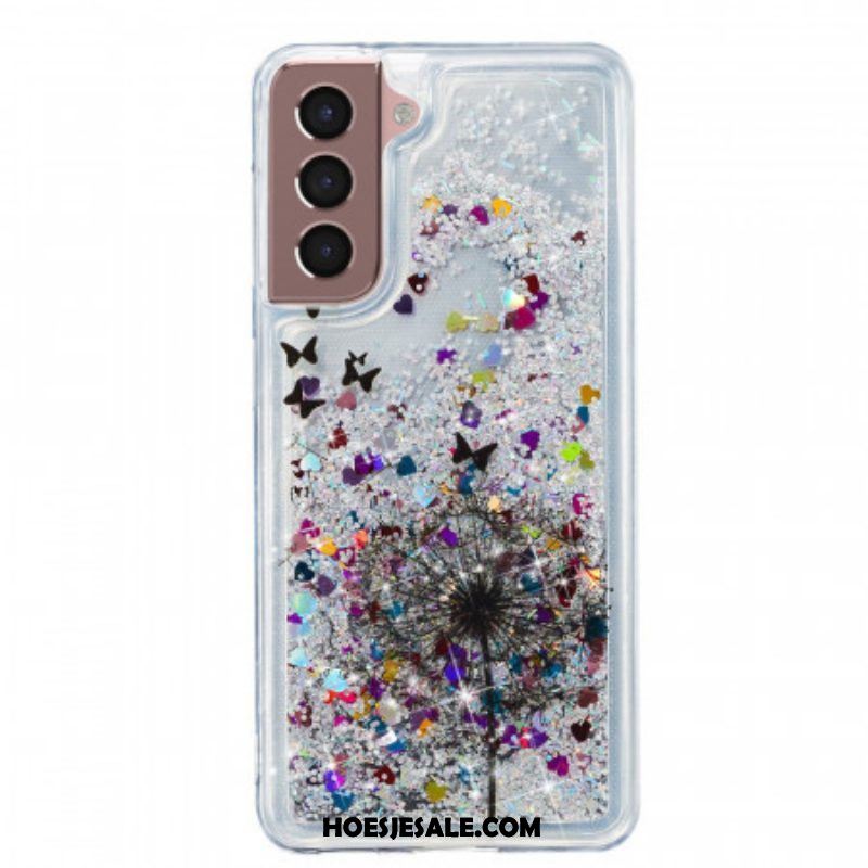 Hoesje voor Samsung Galaxy S22 Plus 5G Glitter Paardebloemen