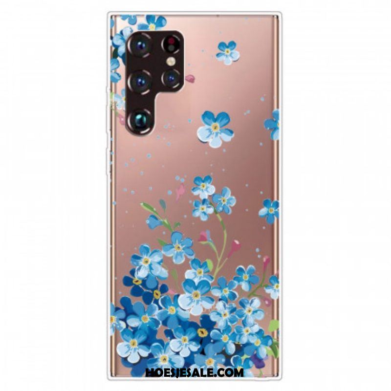 Hoesje voor Samsung Galaxy S22 Ultra 5G Blauwe Bloemen