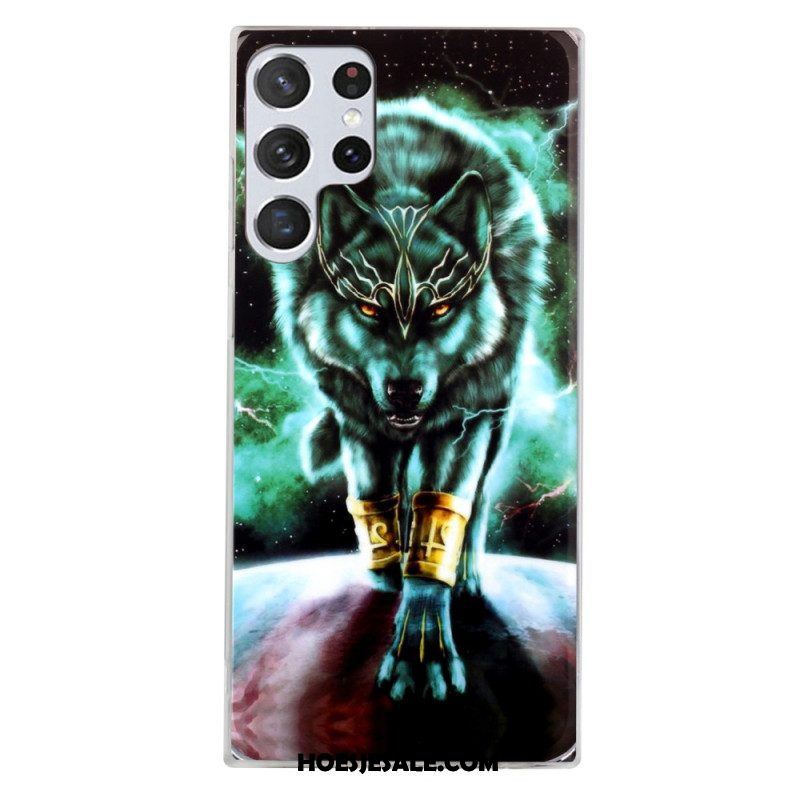 Hoesje voor Samsung Galaxy S22 Ultra 5G Fluorescerende Wolf