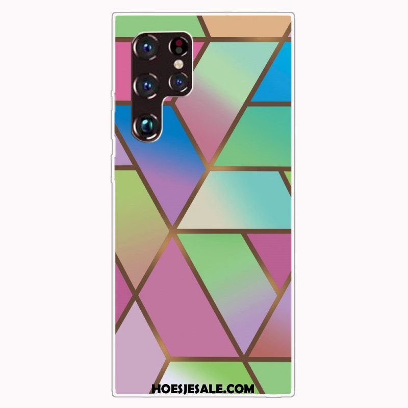 Hoesje voor Samsung Galaxy S22 Ultra 5G Geometrisch Marmer