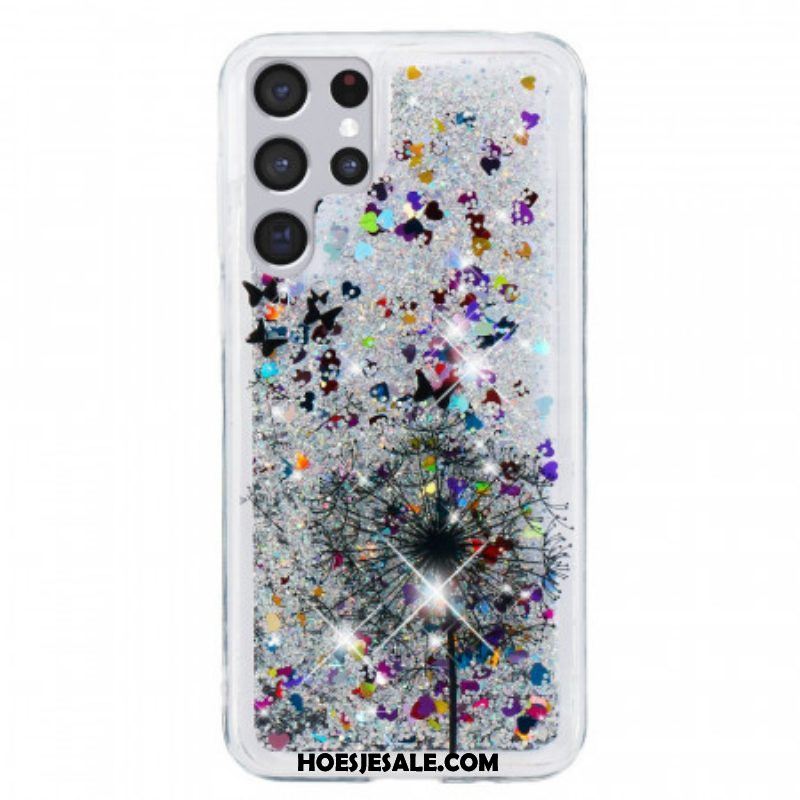 Hoesje voor Samsung Galaxy S22 Ultra 5G Glitter Paardebloemen