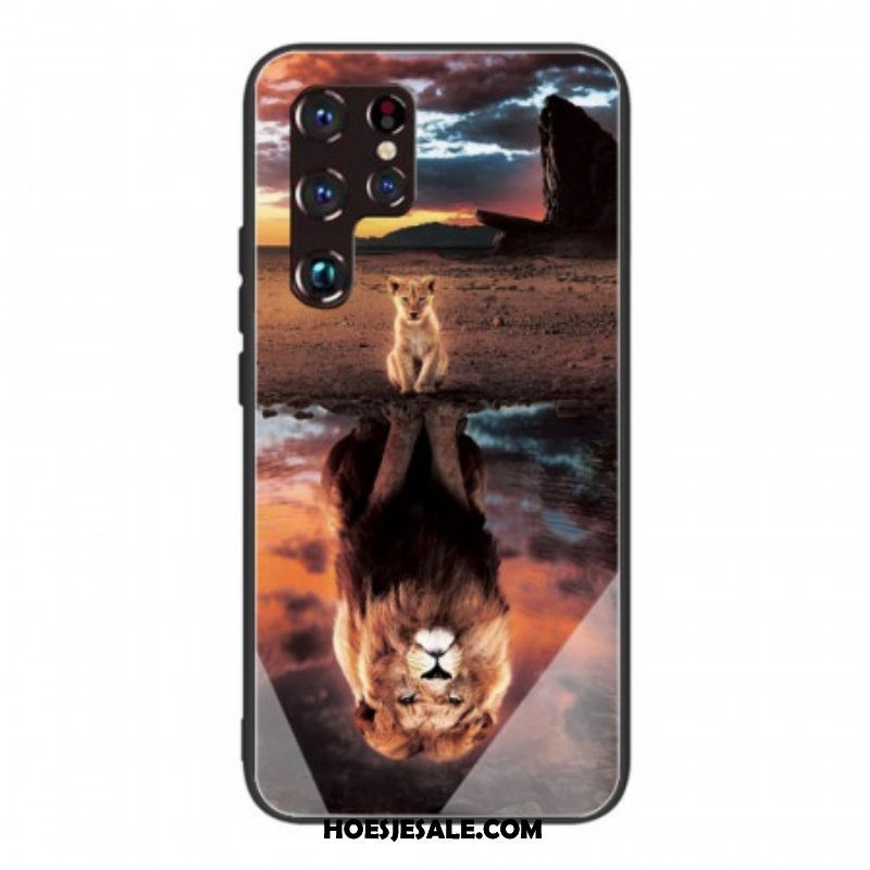 Hoesje voor Samsung Galaxy S22 Ultra 5G Lion Cub's Dream Gehard Glas