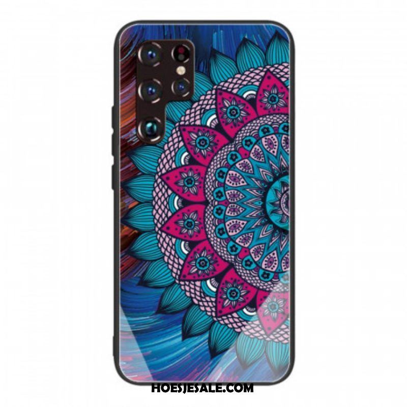 Hoesje voor Samsung Galaxy S22 Ultra 5G Mandala Gehard Glas