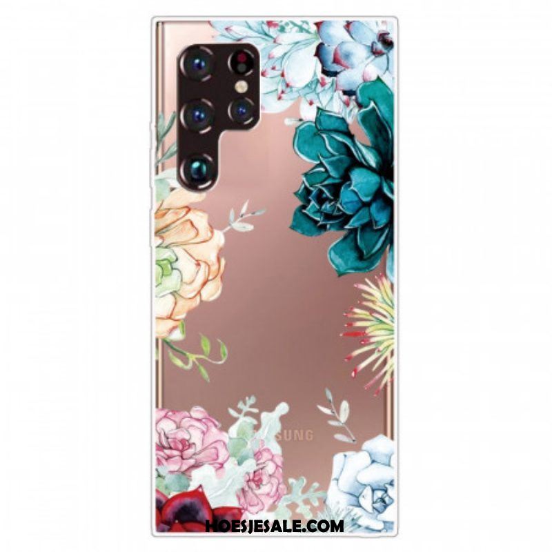 Hoesje voor Samsung Galaxy S22 Ultra 5G Naadloze Aquarel Bloemen