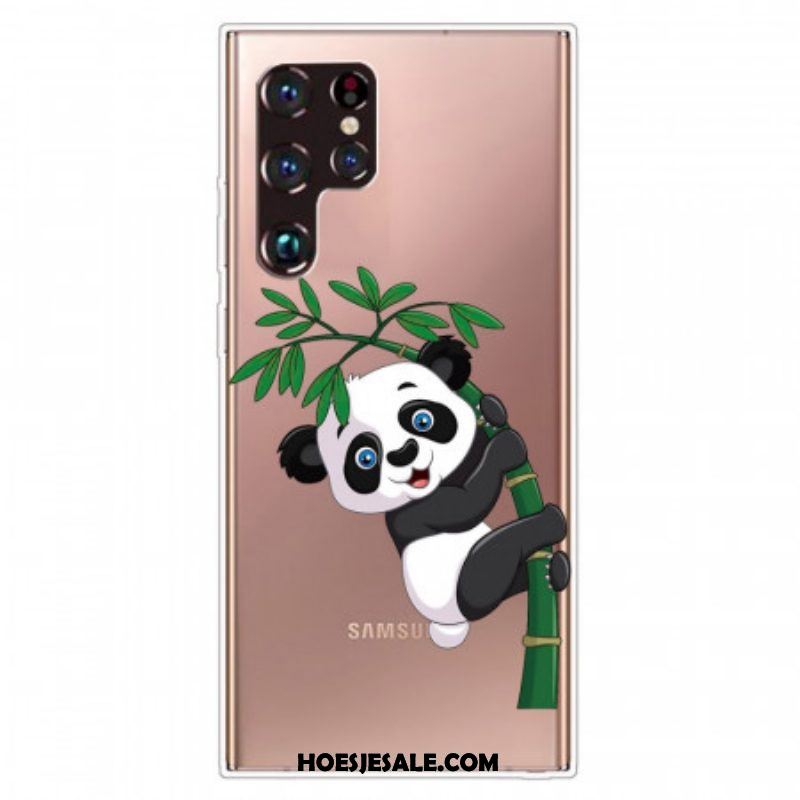 Hoesje voor Samsung Galaxy S22 Ultra 5G Panda Op Bamboe