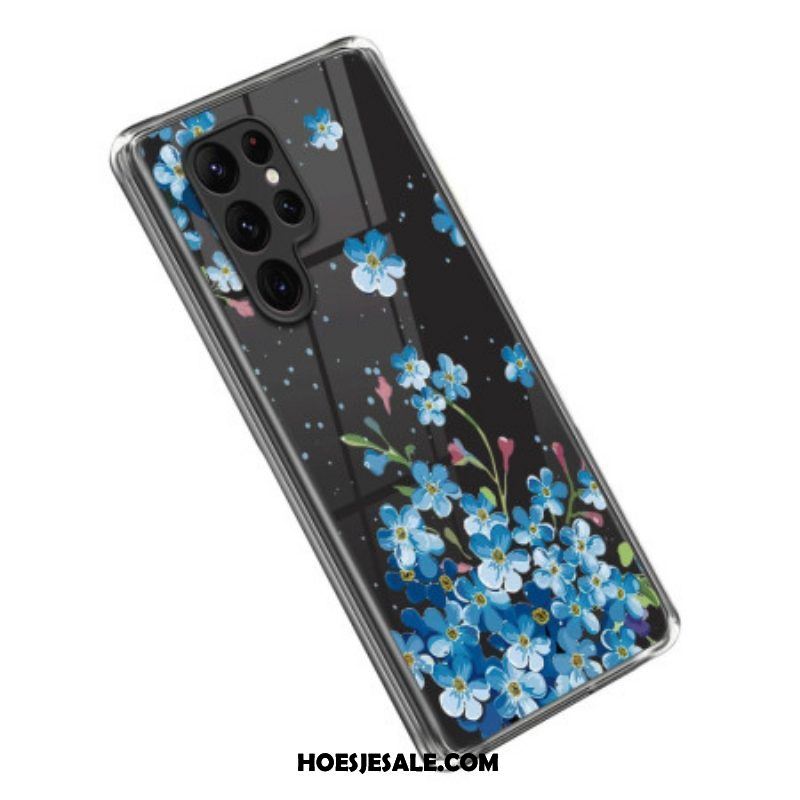 Hoesje voor Samsung Galaxy S23 Ultra 5G Blauwe Bloemen
