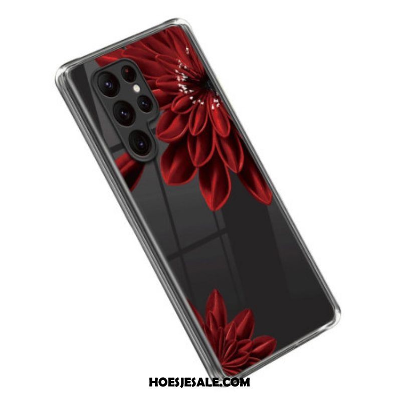 Hoesje voor Samsung Galaxy S23 Ultra 5G Rode Bloemen