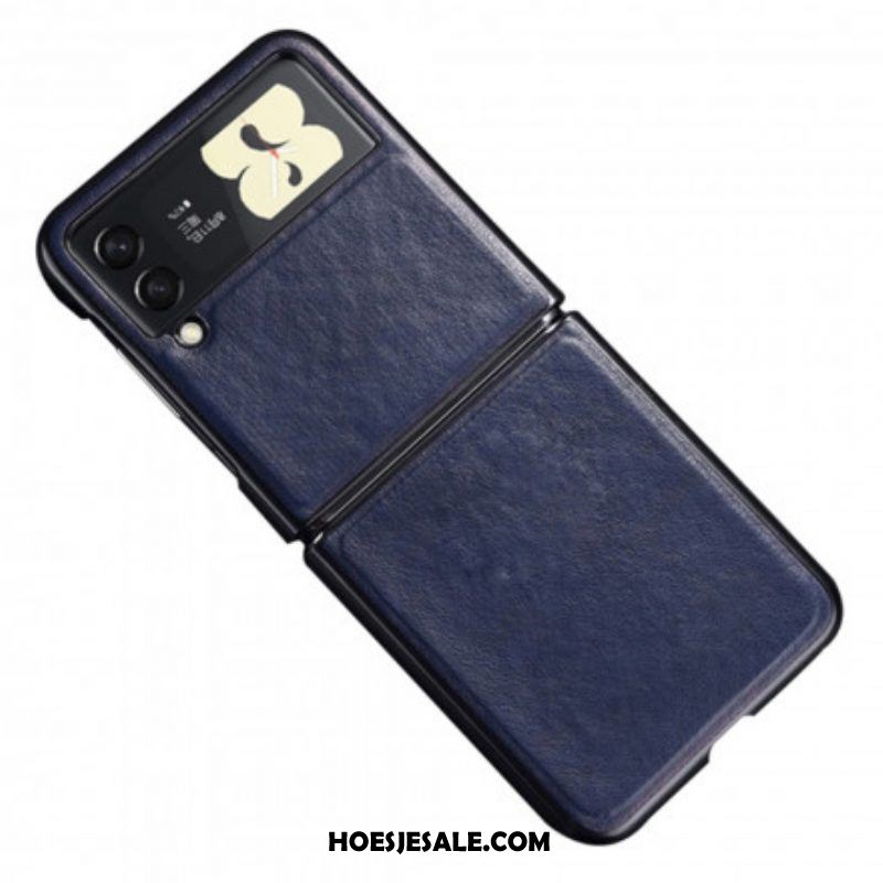 Hoesje voor Samsung Galaxy Z Flip 3 5G Folio-hoesje Stiksels Met Leereffect