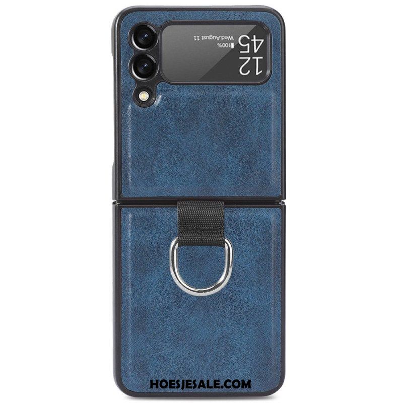 Hoesje voor Samsung Galaxy Z Flip 3 5G Folio-hoesje Vintage Lederen Stijl Met Ring