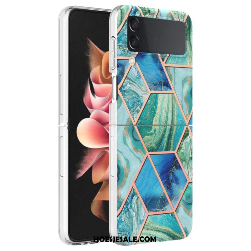 Hoesje voor Samsung Galaxy Z Flip 4 Folio-hoesje Geometrisch Marmer