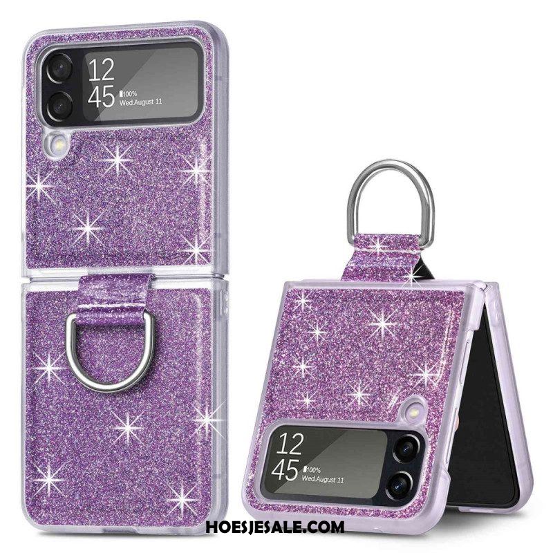 Hoesje voor Samsung Galaxy Z Flip 4 Folio-hoesje Pailletten En Ring