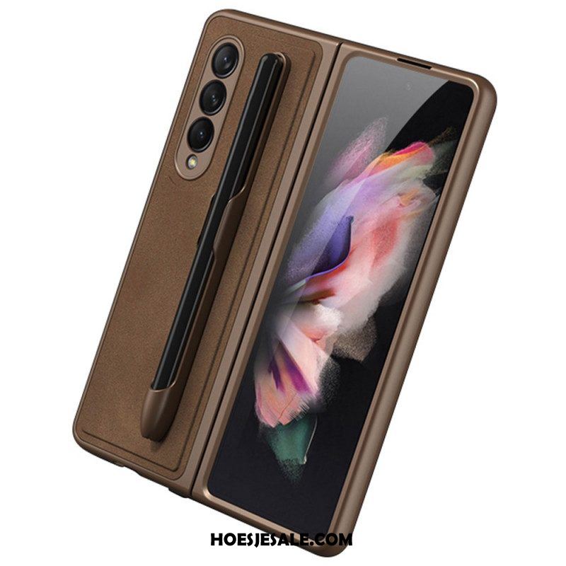 Hoesje voor Samsung Galaxy Z Fold 3 5G Stylushouder Met Leereffect Gkk