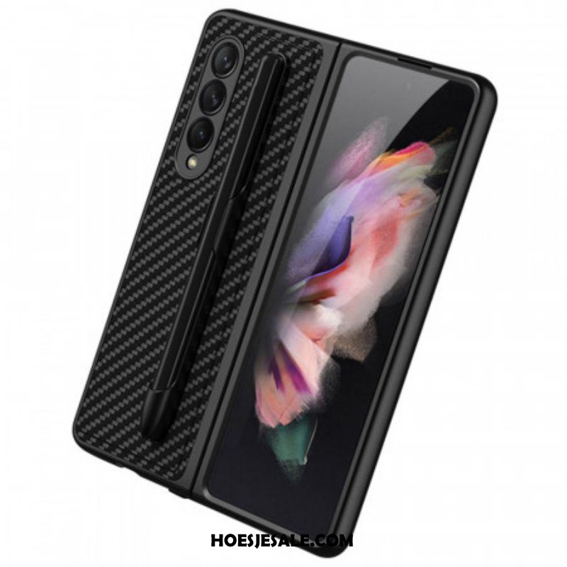 Hoesje voor Samsung Galaxy Z Fold 3 5G Stylushouder Van Koolstofvezel Gkk