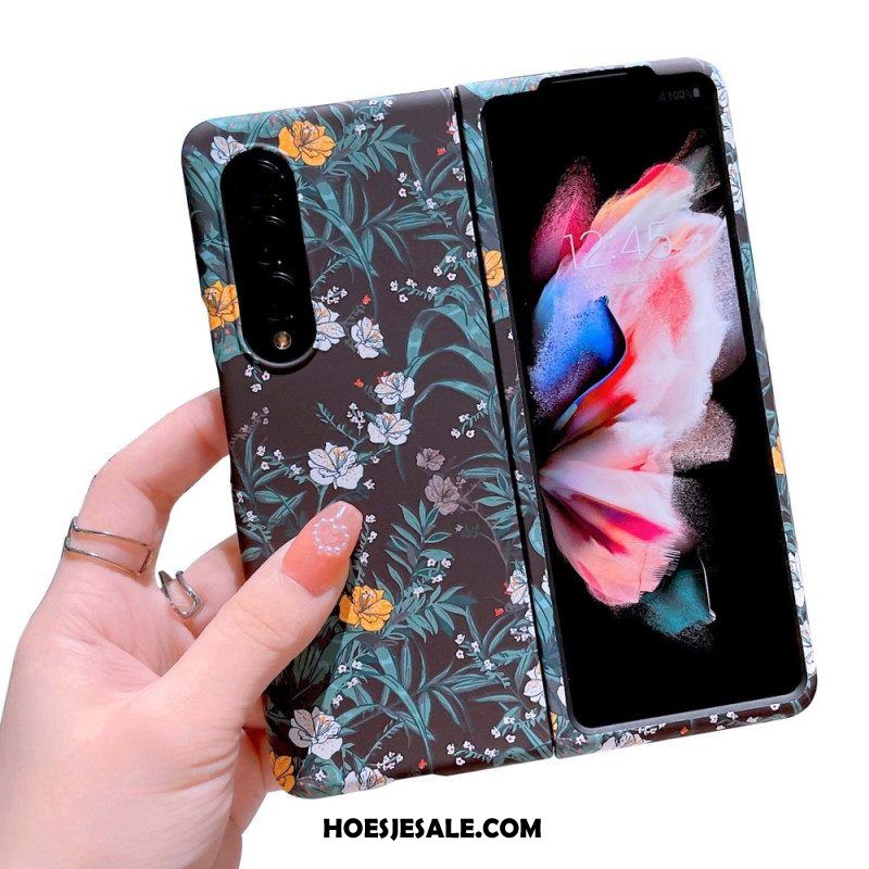 Hoesje voor Samsung Galaxy Z Fold 4 Bloemen Behang