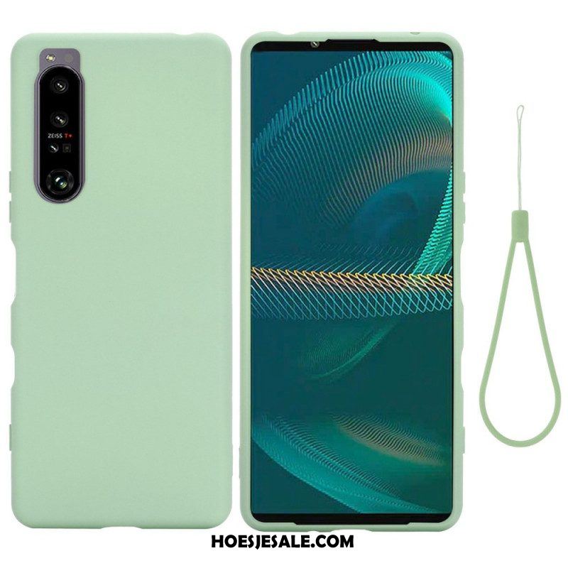 Hoesje voor Sony Xperia 1 IV Met Ketting Vloeibare Siliconen Met Bandjes