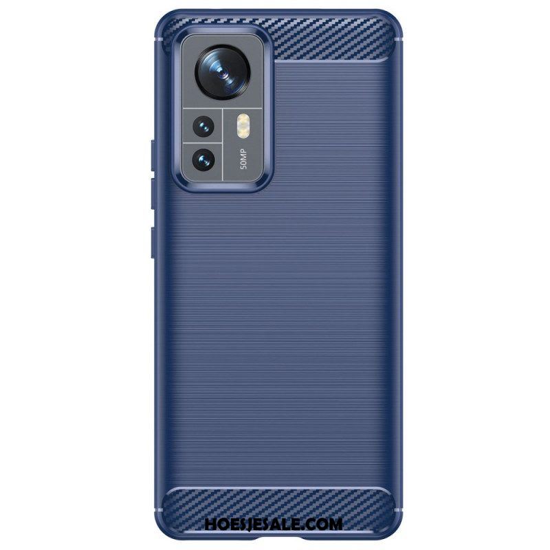 Hoesje voor Xiaomi 12 Pro Geborstelde Koolstofvezel