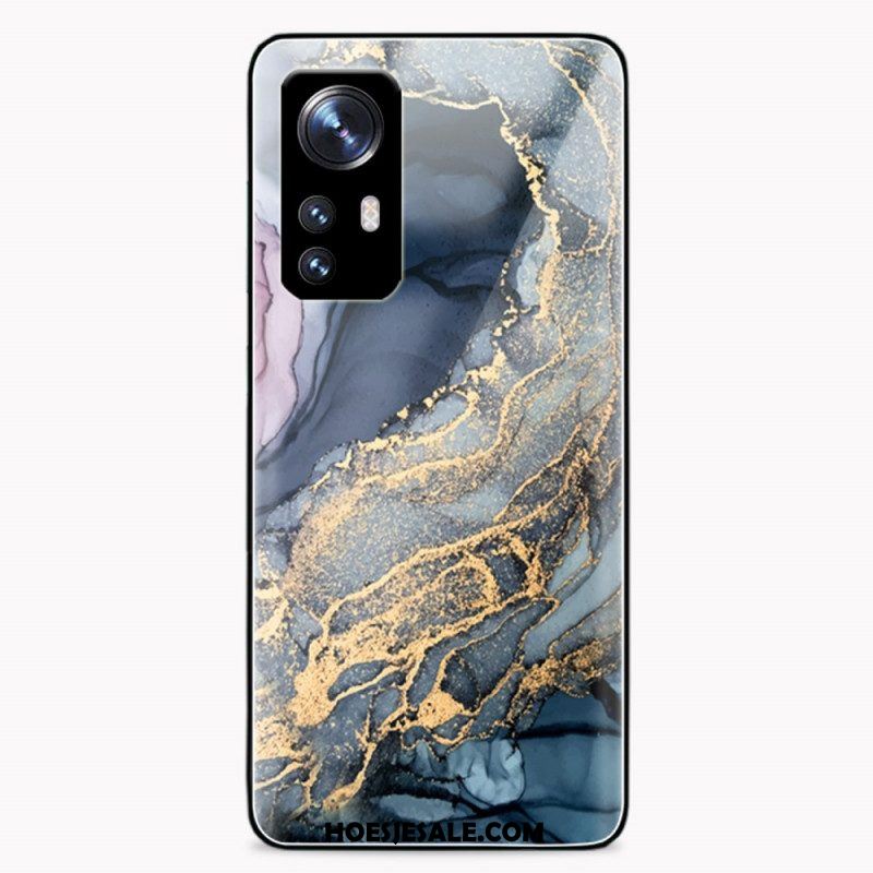 Hoesje voor Xiaomi 12 Pro Gekleurd Marmer Gehard Glas