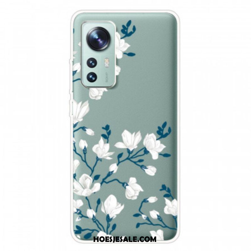 Hoesje voor Xiaomi 12 Pro Siliconen Witte Bloemen