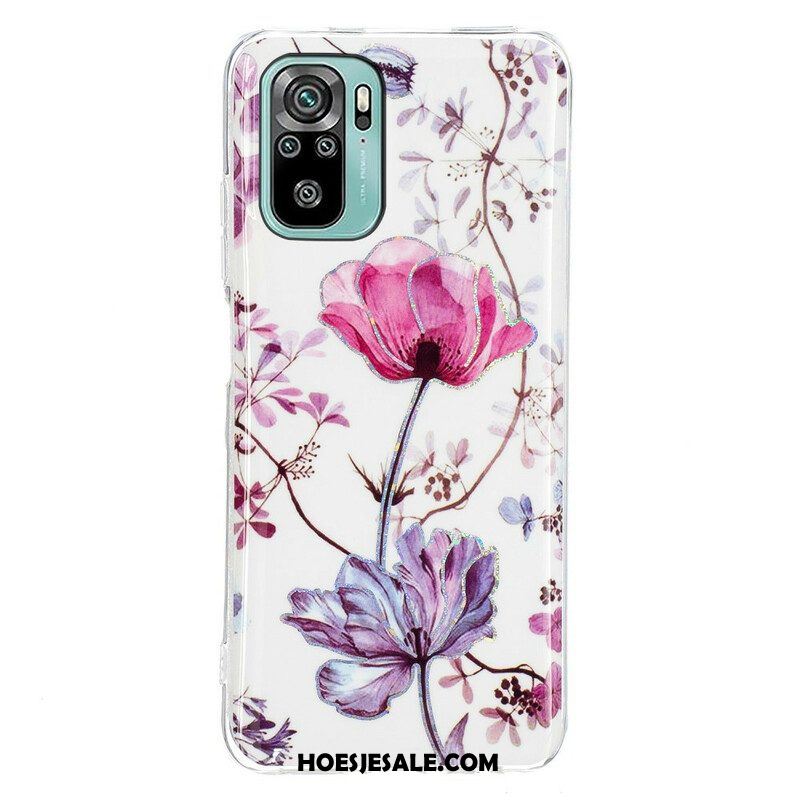 Hoesje voor Xiaomi Redmi Note 10 / 10S Gemarmerde Bloemen