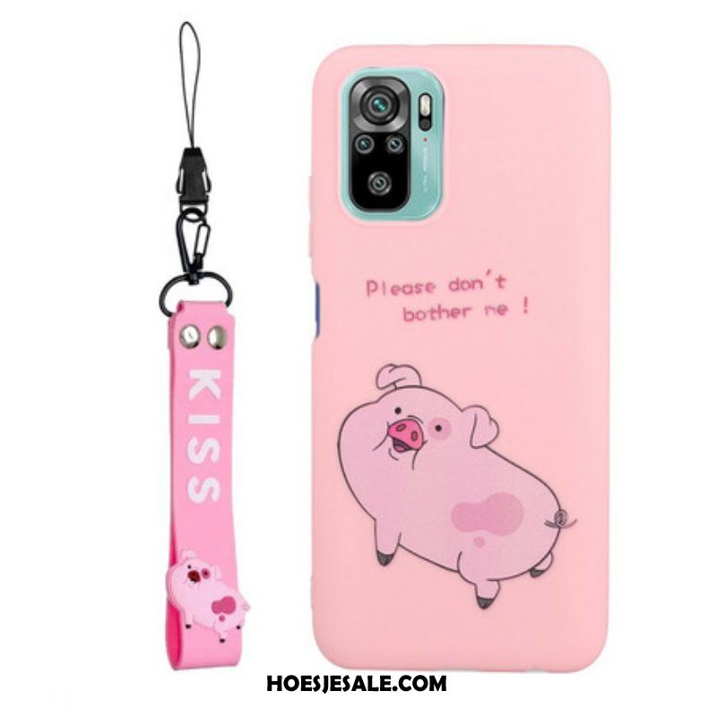 Hoesje voor Xiaomi Redmi Note 10 / 10S Varken Met Lanyard Kiss